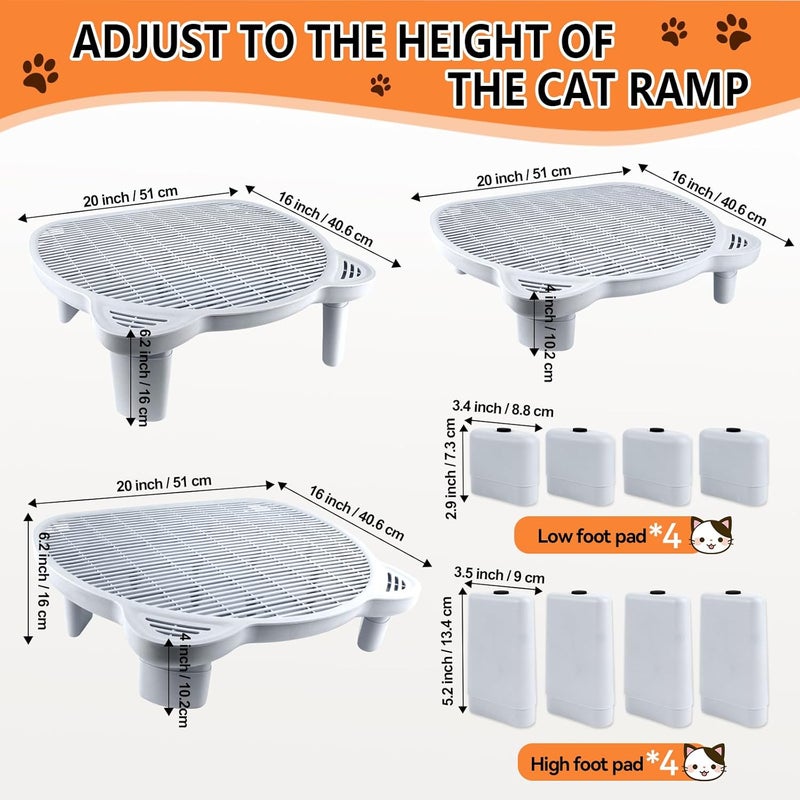 Bartuke Adjustable Cat Ramp Litter Box Step Double Layer with Filter Function, Elevated Litter Box Ramp for Senior Cats Easy Cleaning Cat Litter Tray for Floor Indoor (Grey) - Image 3